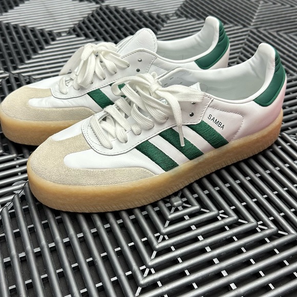 adidas Other - adidas Samba White with Green Stripes and Gum Sole